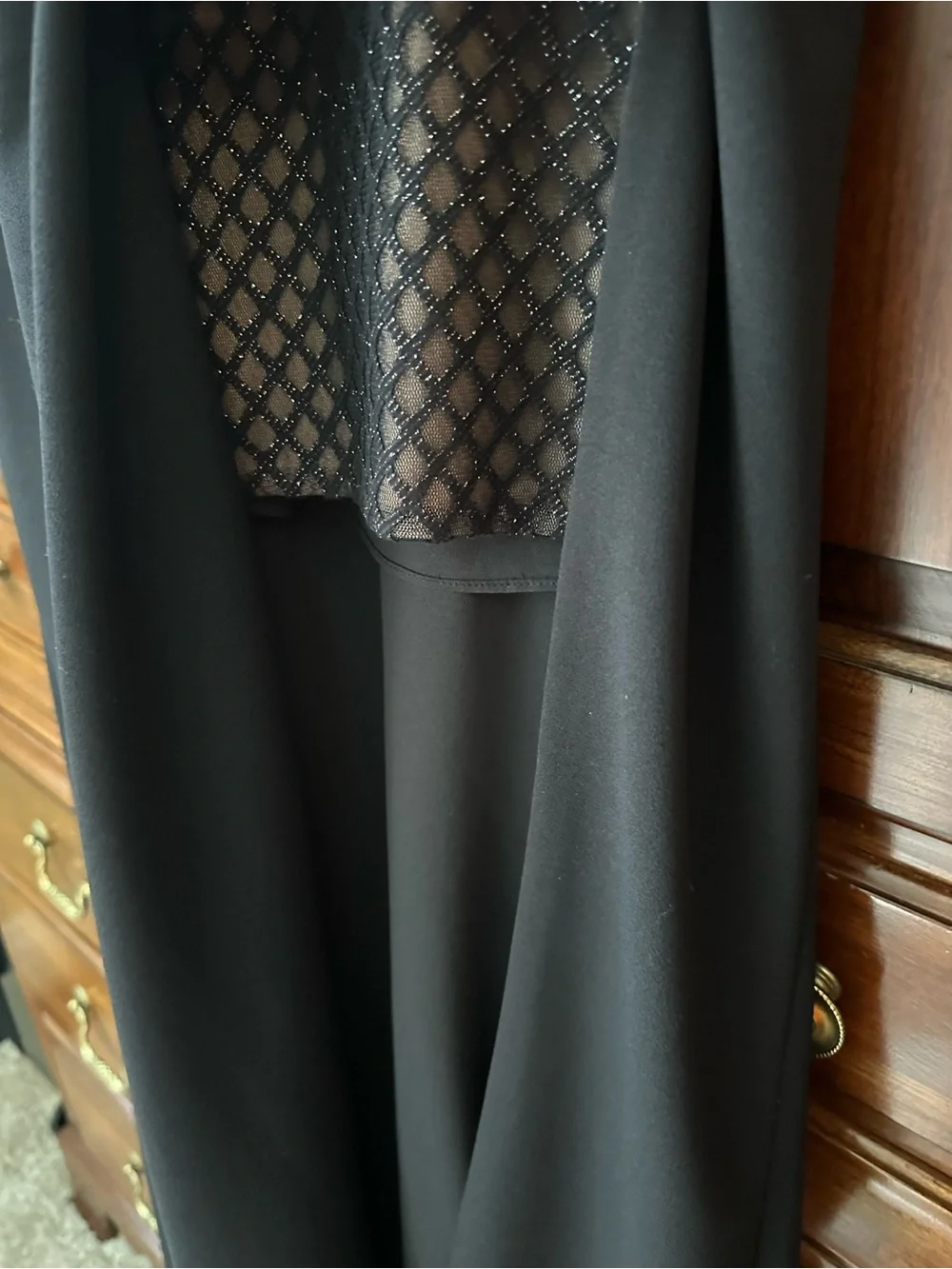 BCBGMaxAzria Black Lace-Panel Maxi Dress size 0 NWT